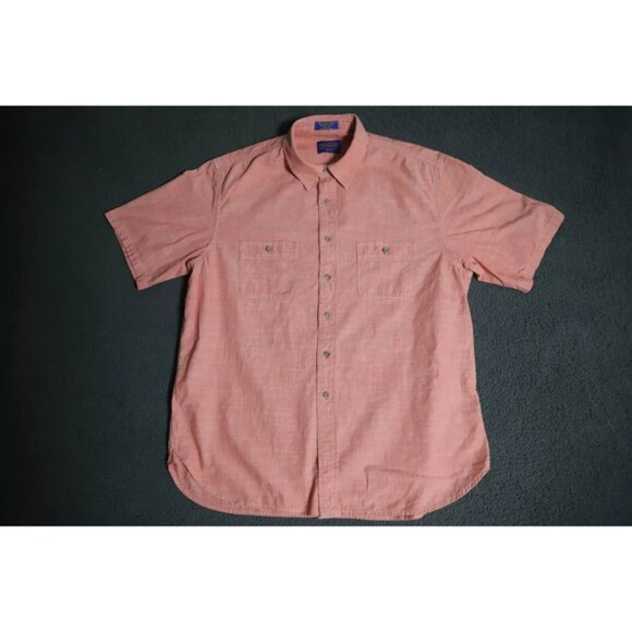 Pendleton Berkeley ButtonUp Shirt Men XL Red Spread Collared Short Sleeve Cotton - Picture 1 of 8